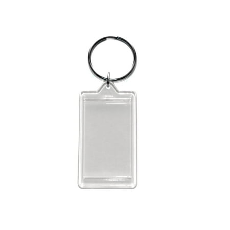 Acrylic Square Key Tag - Silver-Tone Split Ring Key Chain With Clear Acrylic Picture Frame KEKC1872