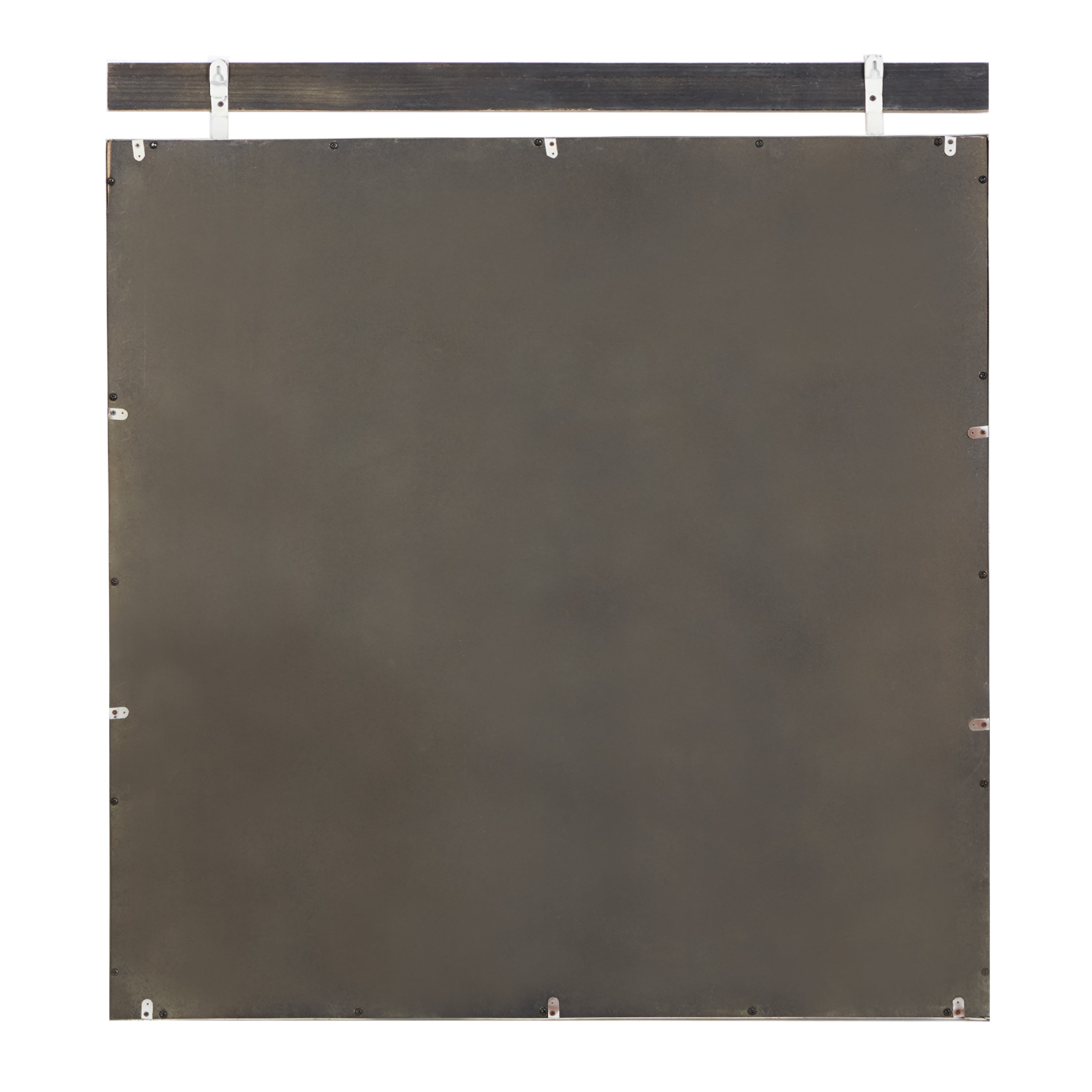 DecMode 32" x 35" Brown Grid Window Inspired Wall Mirror