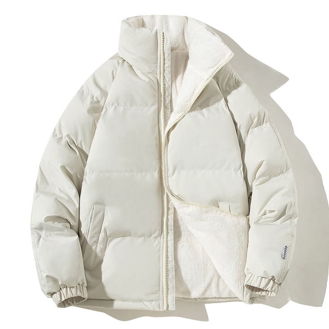 Chaqueta acolchada de invierno para hombre, unisex, lisa, cálida, con cuello alto, acolchada y gruesa, con cremallera, para exteriores, larga