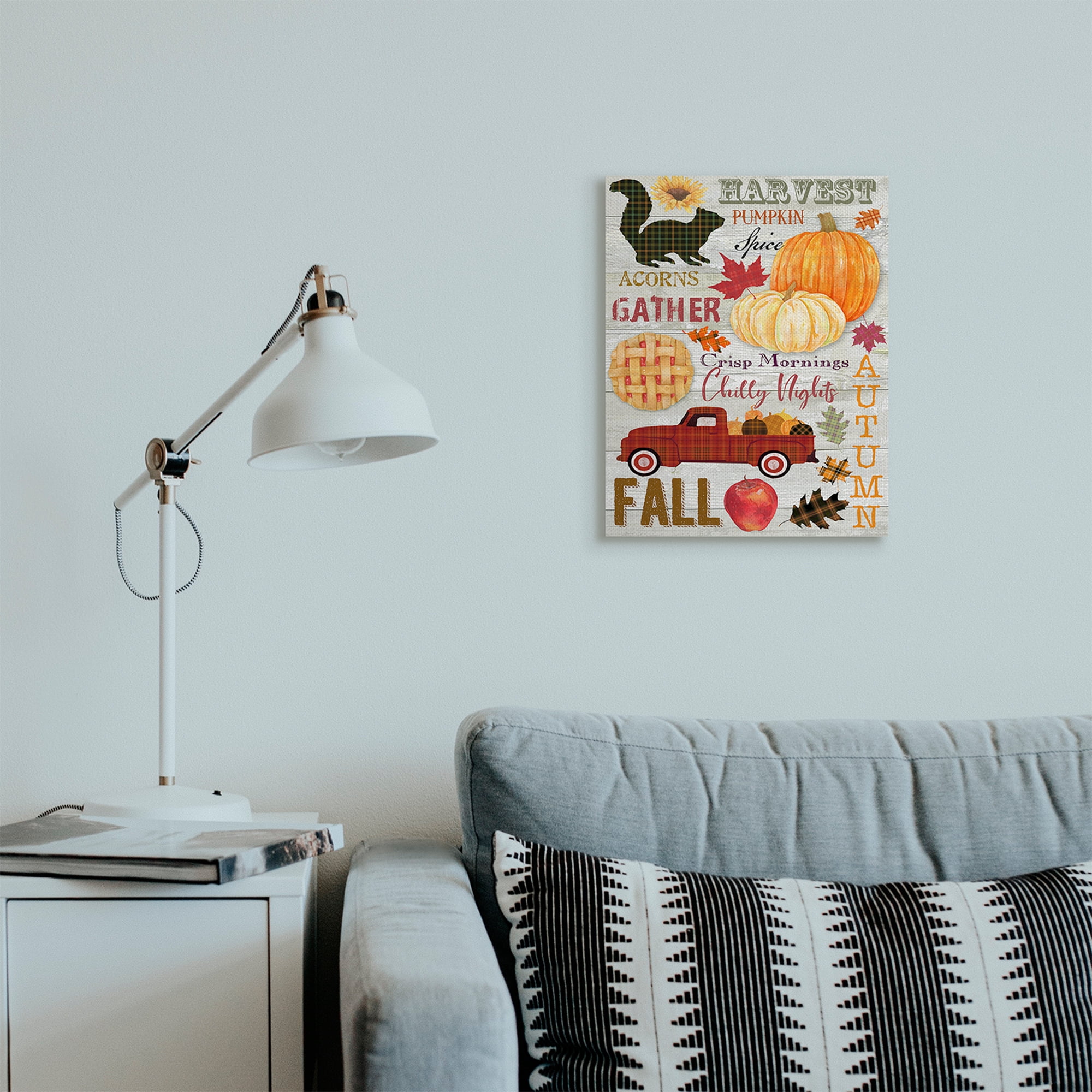 Stupell Industries Seasonal Fall Phrases Rustic Autumn Charm Landscape Painting Gallery Wrapped Canvas Art Print Wall Art, 16 x 20