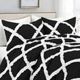 thumbnail image 3 of D.N.G. BEDDINGS 5 Piece Luxury Two Tone Diamond Ruffle Pattern Comforter Set Premium Super Soft All Season 800 Thread Count, 100% Egyptian Cotton, Full/Queen Size White/Black Solid Color, 3 of 4