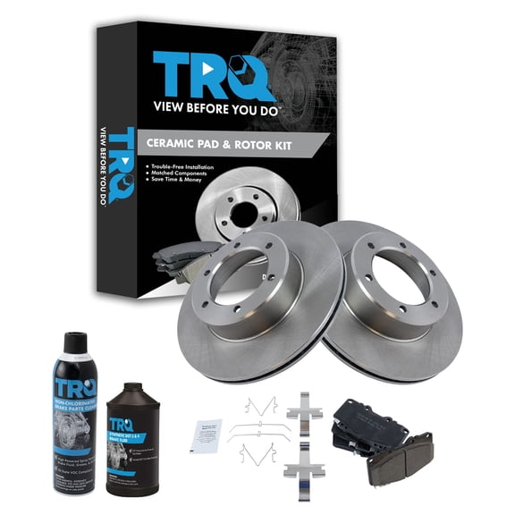 TRQ Front Ceramic Disc Brake Pad & Rotor Kit w/Chemicals for Toyota Pickup Truck BKA18165