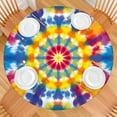 thumbnail image 2 of Colorful Rainbow Tie Dye Spiral Pattern Round Fitted Tablecloth with Elastic Edge,Dining Table Cover Waterproof,Outdoor Round Tablecloth for Camping,Dining,Indoor and Outdoor, 2 of 7