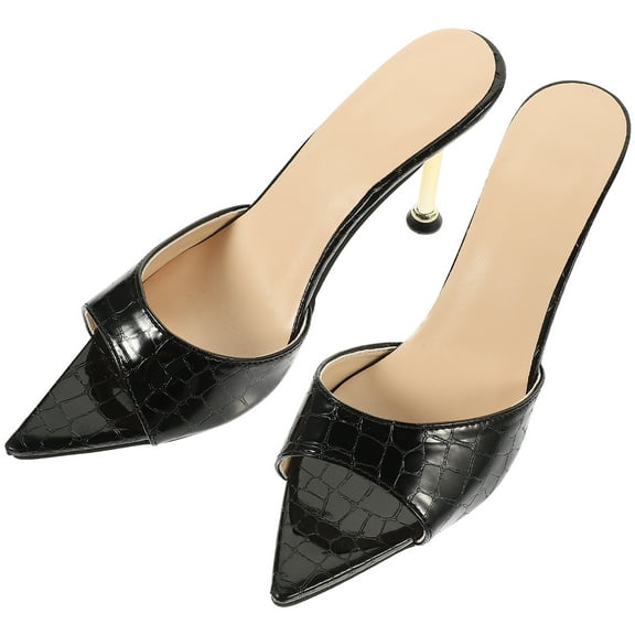 Niceauty 1Pair Black Female High Heel Sandal Slippers Elegant Design for Outdoor and Indoor