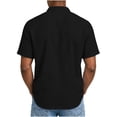 thumbnail image 5 of LIaqionyy Mens Cotton Linen Button down Shirts Casual Callarless Short Sleeve Shirt Summer Beach Tops with Pocket, 5 of 6
