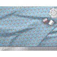 thumbnail image 2 of Soimoi Blue Japan Crepe Satin Fabric Dot & Leaves Print Fabric by the Yard 42 Inch Wide, 2 of 2