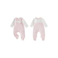 thumbnail image 2 of BemeyourBBs Preemie Newborn Girl Spring Summer Fall Winter Clothes 0 3 6 Months Footed Romper Plaid Fake Two-Piece Long Sleeve Doll Collar Footie Jumpsuit, 2 of 9