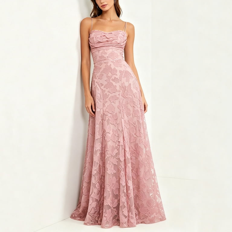 Floral Bridesmaid Dresses for Women Fashion A Line Elegant Spaghetti Strap Formal Prom Dress