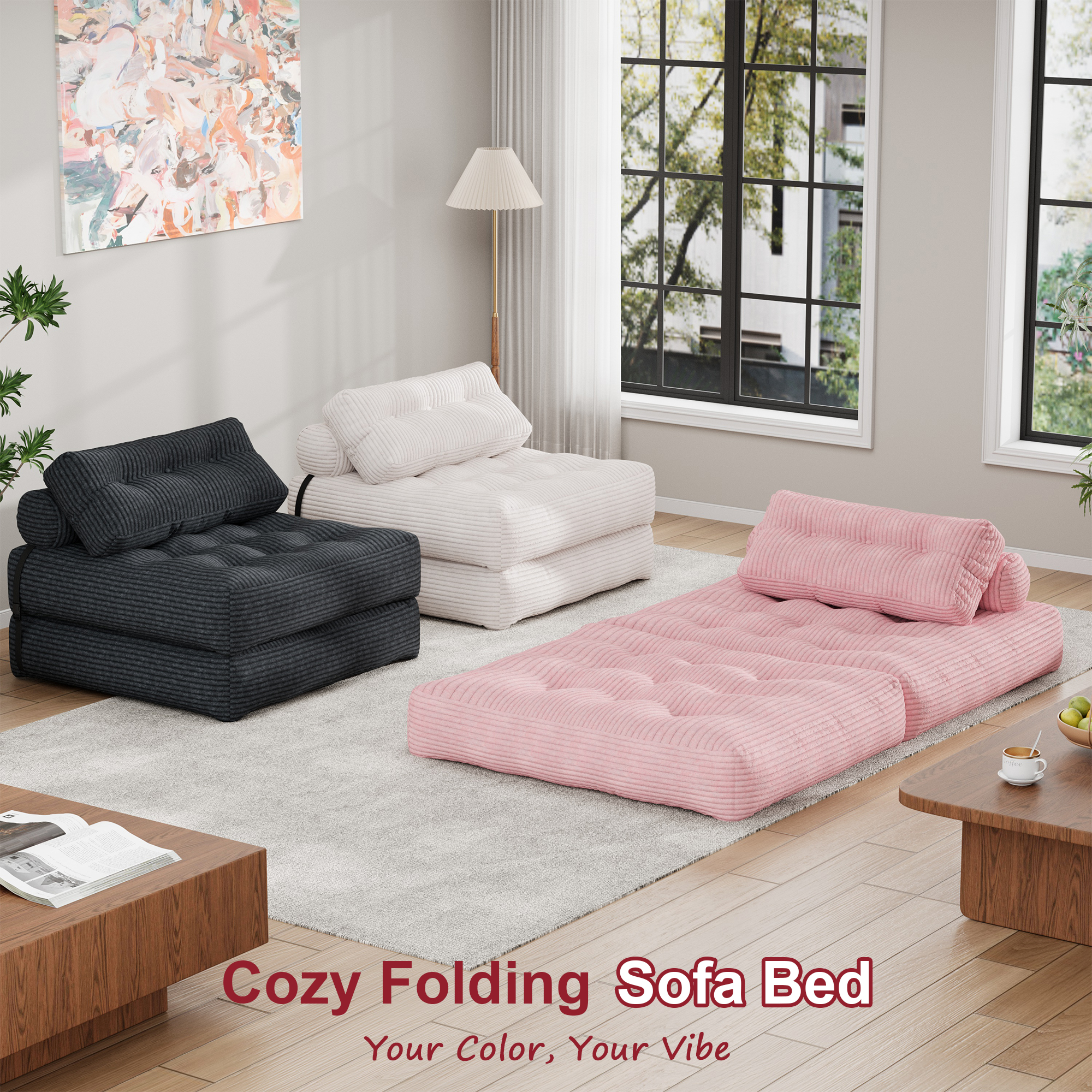 Mr Ironstone 3-in-1 Folding Sofa Bed with Pillow, Grey photo 8