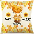 thumbnail image 2 of Happy Bee Sunflower Pillow Covers 18x 18 Farmhouse Decorations Buffalo Plaid Bee Happy Bee Kind Throw Pillow Cases Spring Summer Gnome Truck Honey Cushion Covers Cotton Linen, 2 of 5