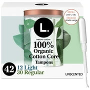 L. Organic Cotton Tampons DuoPack - Light/Regular Absorbency, 42 Ct