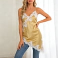 thumbnail image 2 of LIaqionyy Womens Satin Tops Lace Trim Spaghetti Strap Split Side Cami Flowy Silky Layering Top Camisole, 2 of 3