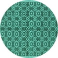 thumbnail image 1 of Ahgly Company Machine Washable Indoor Round Oriental Turquoise Blue Industrial Area Rugs, 4' Round, 1 of 4