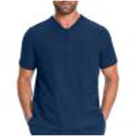 Dagugfen Scrub Tops for Men V-Neck Quarter Zip Short Sleeve Loose Breathable Work wear Tops with Pockets