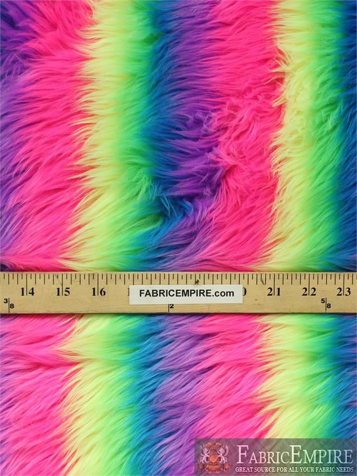 Faux Fur Fabric Long Pile NEON RAINBOW/ 60" Wide / Sold by the yard