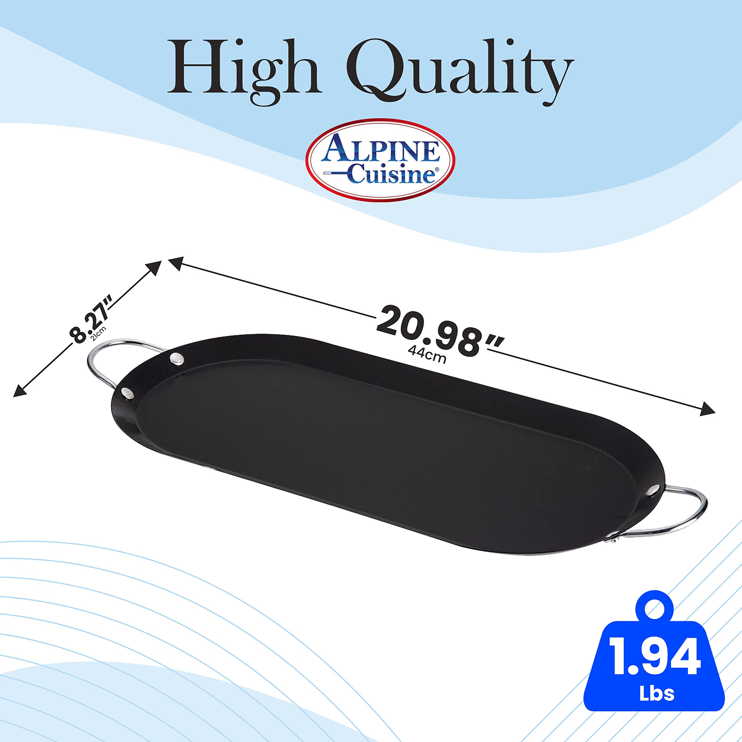 Alpine Cuisine Nonstick Round Comal 9.5-Inch - Black Carbon Steel Tortilla  Comal with Double Handle - Durable, Heavy Duty Comal for Cooking -  Even-Heating & Long Lasting - Versatile Kitchen Cookware