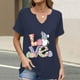 thumbnail image 2 of Corto para las Mujeres Casual Verano 2025 Pascua Impresión V-Cuello Camiseta, Ligero 95% Poliéster 5% Spandex Top para Toda la Temporada Hogar Y Diario, 2 of 7