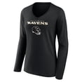 thumbnail image 2 of Women's Lamar Jackson Baltimore Ravens Black Team Wordmark Long Sleeve V-Neck T-Shirt, 2 of 3