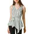thumbnail image 6 of Allegra K Women's Striped Sleeveless V Neckline Wrap Tie Waist Top, 6 of 8