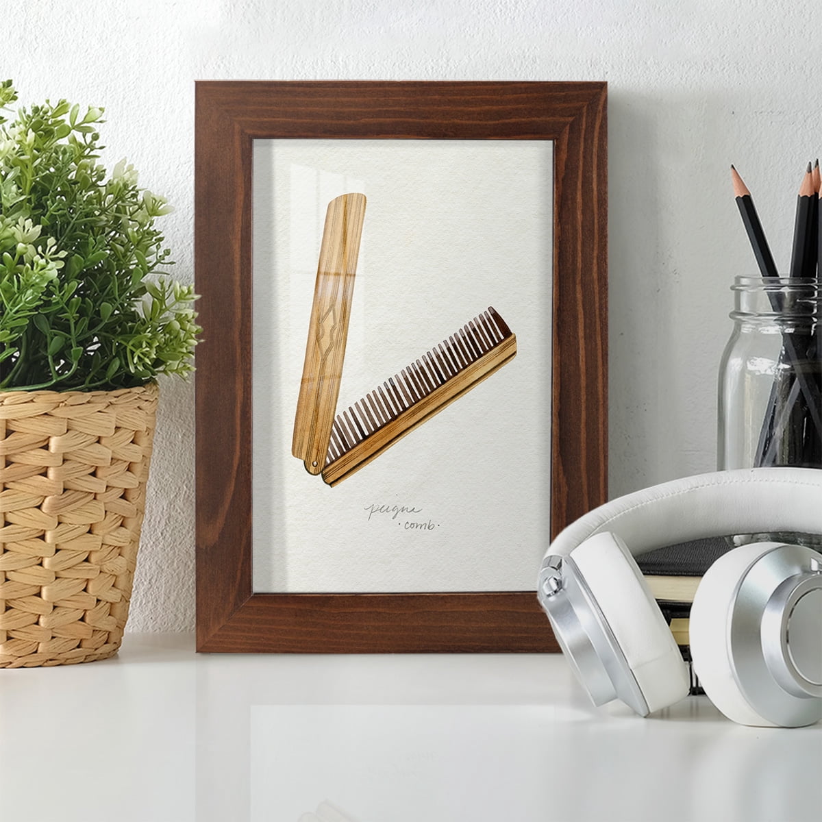 Gilded Toiletries IV - Framed Print w/glass - Chestnut
