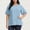 Light Blue, variant on Red Plus Size Blouse for Women, Loose Fit Crinkle Top with 3/4 Ruffle Sleeve | Casual Nylon Spandex Shirt,Size 3XL