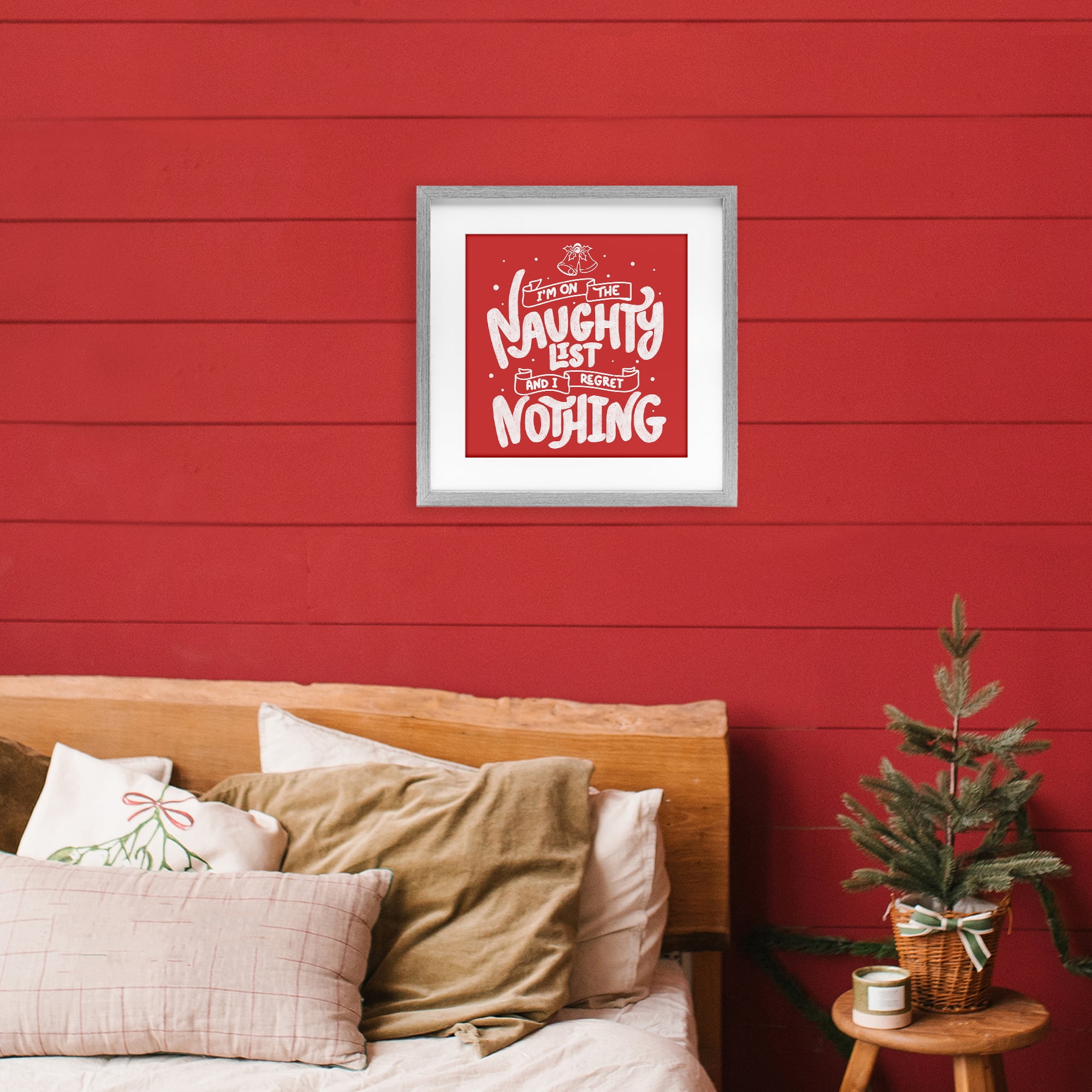 Stupell Industries Naughty List Regret Nothing Gray Framed Print Under Glass, design by Tobe Fonseca