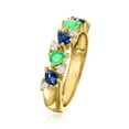 thumbnail image 3 of Ross-Simons 0.40 ct. t.w. Sapphire and .20 ct. t.w. Emerald Ring With .10 ct. t.w. White Topaz in 18kt Gold Over Sterling, Women's, Adult, 3 of 5