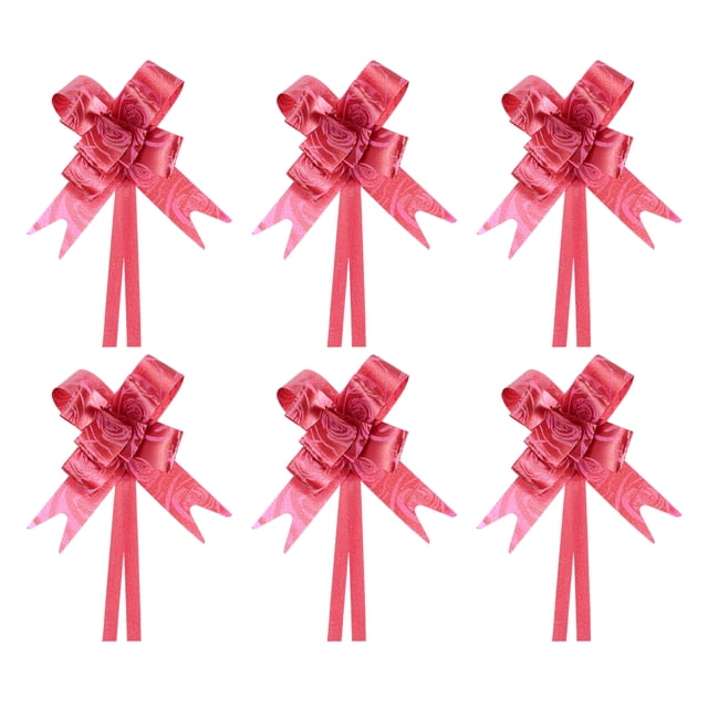 Unique Bargains 8' Pull Bows Gift Wrapping Pull Bow Rose Pattern Baskets Present Bows Knot Ribbon Red 300 Pcs