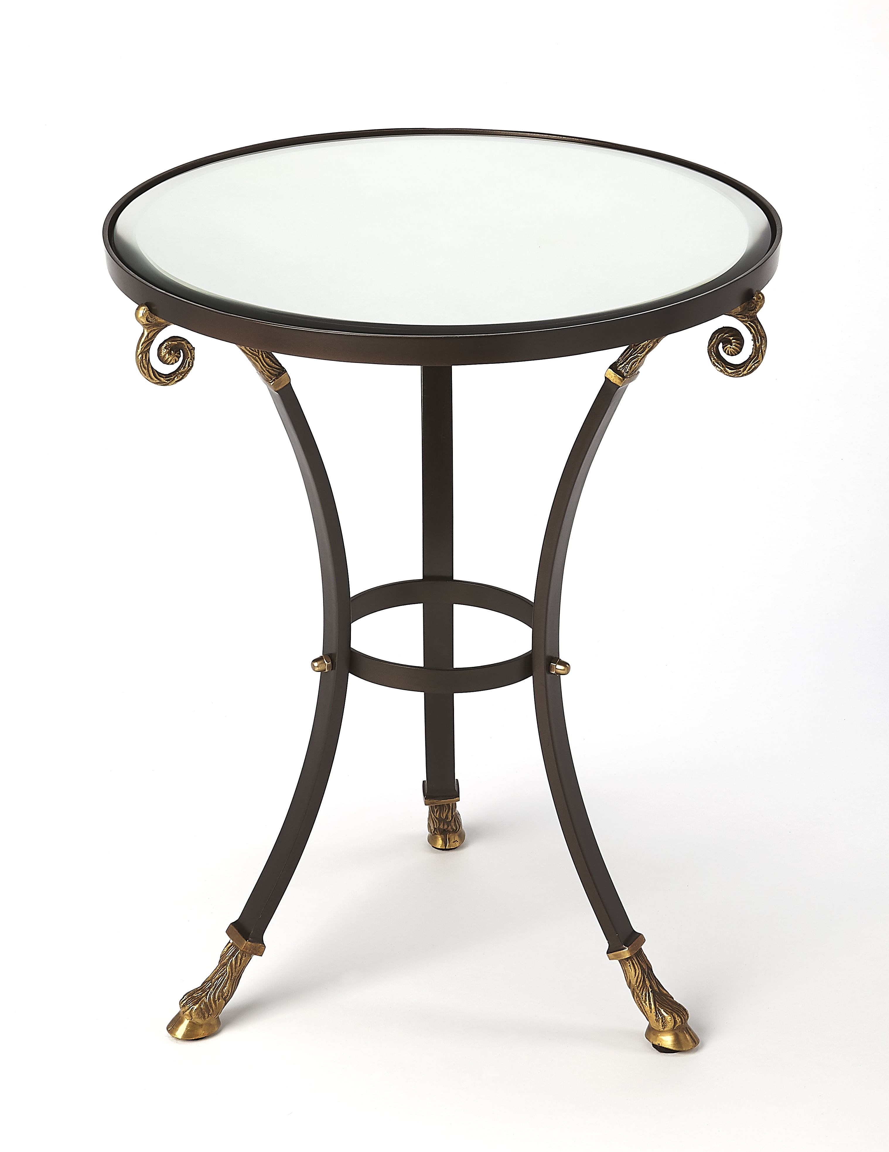 BUTLER MEURICE GLASS & METAL ACCENT TABLE