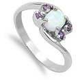 thumbnail image 4 of White Simulated Opal Swirl Wrap Promise Ring .925 Sterling Silver Band Purple CZ Female Size 8, 4 of 4