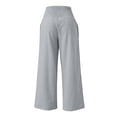 thumbnail image 5 of Gray Women's Casual Pants, Linen Pants Women Summer Wide Leg Pants Drawstring Elastic Waist Pants High Waisted Pants Casual Beach Trousers,Women's Casual Pants 3XL, 5 of 5