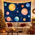 thumbnail image 2 of Planets Against Deep Navy Sky Whimsical Watercolor for Astronomy Fans, Celestial Art Print, Birthday Gift, Tapestry Wall Hanging for Bedroom and Living Room, 2 of 6
