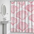 thumbnail image 6 of Pink Seashell Bathroom Shower Curtain, Summer Coastal Watercolor Waterproof Washable Soft Bath Curtain for Bathtub Decor with 12 Hooks&Grommet, 60x72 Inch, 6 of 9