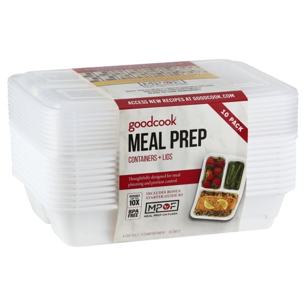 Goodcook 3 Compartment Meal Prep Container, Rectangle