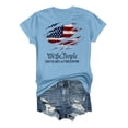 thumbnail image 3 of Short Sleeve T Shirt with Graphic Print and Distressed Denim Shorts Set for Women Casual Crew Neck Top and Shorts Outfit Blue S, 3 of 4