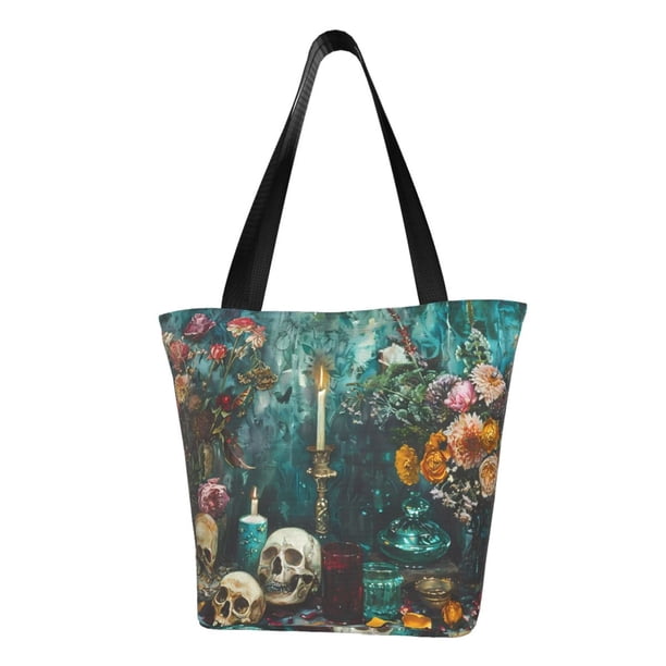 Fotbe Baroque Floral Still Life Bolsa de Playa con Estampado, Bolsa de Hombro, Bolsa de Mano Espaciosa, Bolsa de Viaje Ligera, Bolsa de Compras Versátil