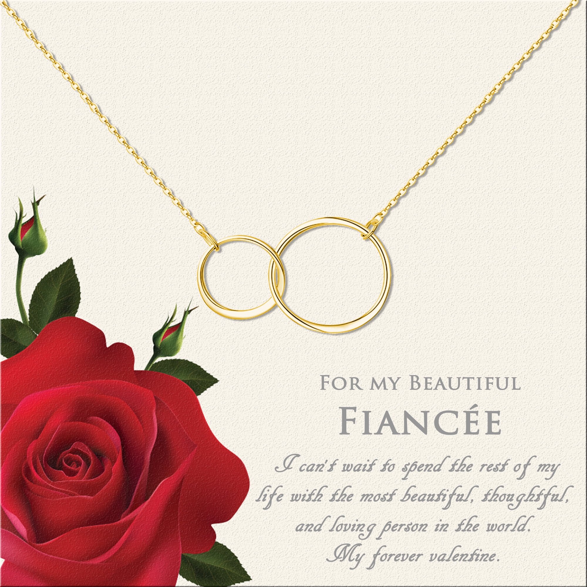 Anavia Mother's Day Gift for Fiancee, Gift for Mother's Day, Double Circle Necklace, Necklace for Fiancee , Engagement Gift, Anniversary Gift, Gift for Mom- [Gold]