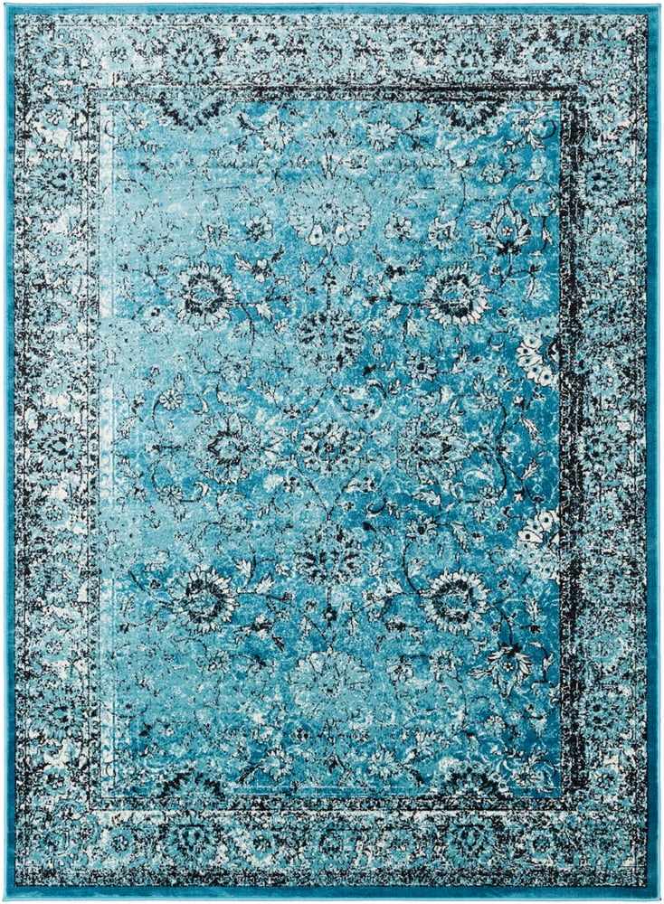 Walmart Hugo Aqua Traditional 9 X 12 4 Area Rug Walmart Com Walmart Com