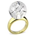 thumbnail image 1 of IP Gold Ion Plating Brass Ring with Synthetic Stone, Clear - Size 10, 1 of 1