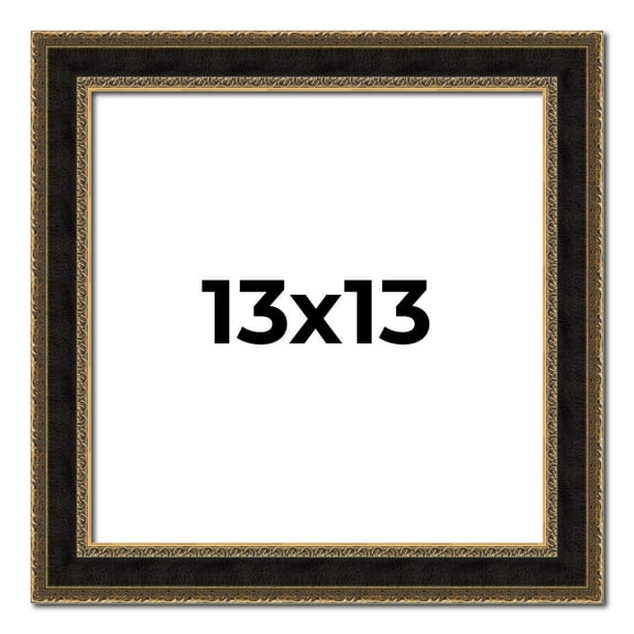 13x13 Frame Gold Antique Vintage Sold Wood Picture Frame | 1.75 Inch Moulding Width | Interior