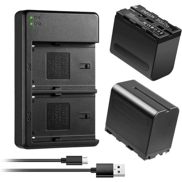 Kit de Batería y Cargador ENEGON 7200mAh Compatible con Sony DCR-VX2100 FDR-AX1 HDR-FX1 HDR-FX7 para