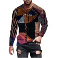 thumbnail image 2 of Haoxianjian Long Sleeve Shirts For Men Workout Shirts For Men Men'S Casual Striped Printed Round Neck Long Sleeved Shirt Cozy Sport Outwear, 2 of 3