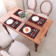 thumbnail image 6 of XMXY Woven Placemats Set of 4 PCS, Vintage Red Striped Check Table Mats Washable Heat Resistant Placemats, 6 of 6