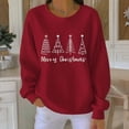 thumbnail image 2 of Christmas Sweatshirts for Women Christmas Tree Print Sweatshirt Comfort Casual Long Sleeve Hoodies Santa Claus Print Pullover Sweater Blouses Fleece Xmas Holiday Tops with Kangaroo Pocket, 2 of 4