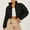 Black, variant on Puffer Jacket Womens Cropped Jacket Solid Color Shorts Zippered Long Sleeve Drawstring Jacket Women's Down Jackets & Parkas White S