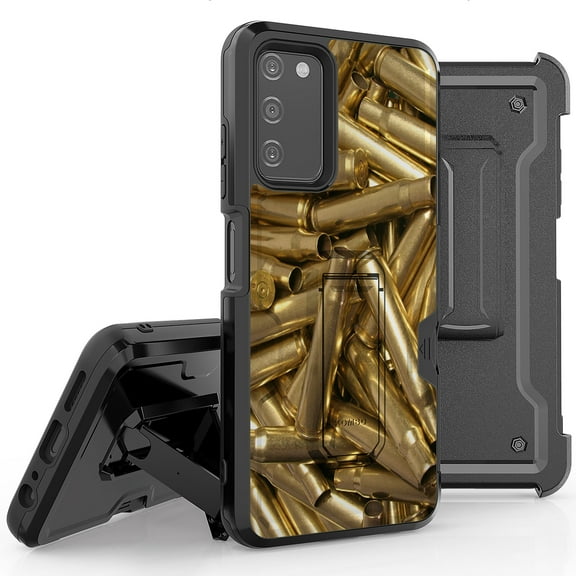 Armor Kombo Holster Rugged Cover Designed For Samsung Galaxy A03S Case Transparent Clear And Skull Series