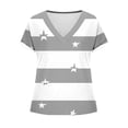 thumbnail image 6 of Nmnitkp Women's Tops, Tees & Blouses Star Striped Print V-Neck Roll Cuff Short Sleeve T-Shirt, Loose Fit Casual Summer Tops for Daily Wear Gray,L, 6 of 6