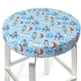 thumbnail image 3 of Balery Cartoon Rocket With Space Fundas de asiento para taburete de bar redondo de tela de terciopelo ajustables que protegen de arañazos y manchas para sillas de 14 a 17 pulgadas.-13 inch, 3 of 7