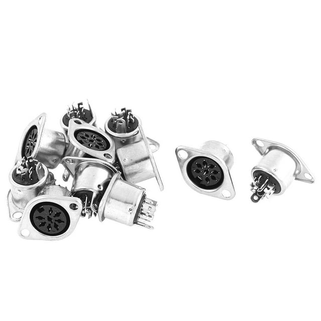 Unique Bargains 10Pcs 8-Pin Female Jack DIN Connector Adapter Sockets Silver Tone