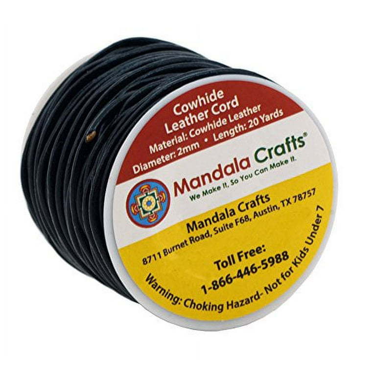 Round Leather Lace 2mm 25 Yard Spool-Black